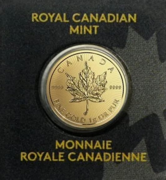 1 Gram .9999 Pure Gold Maple Leaf Bullion Canadian Mint 2020