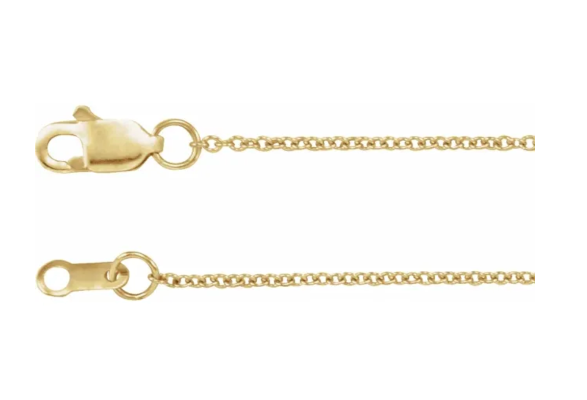 1/10 oz .9999 Pure 24K Maple Gold Bullion with 14K Frame & .75 mm 16" Rope Chain