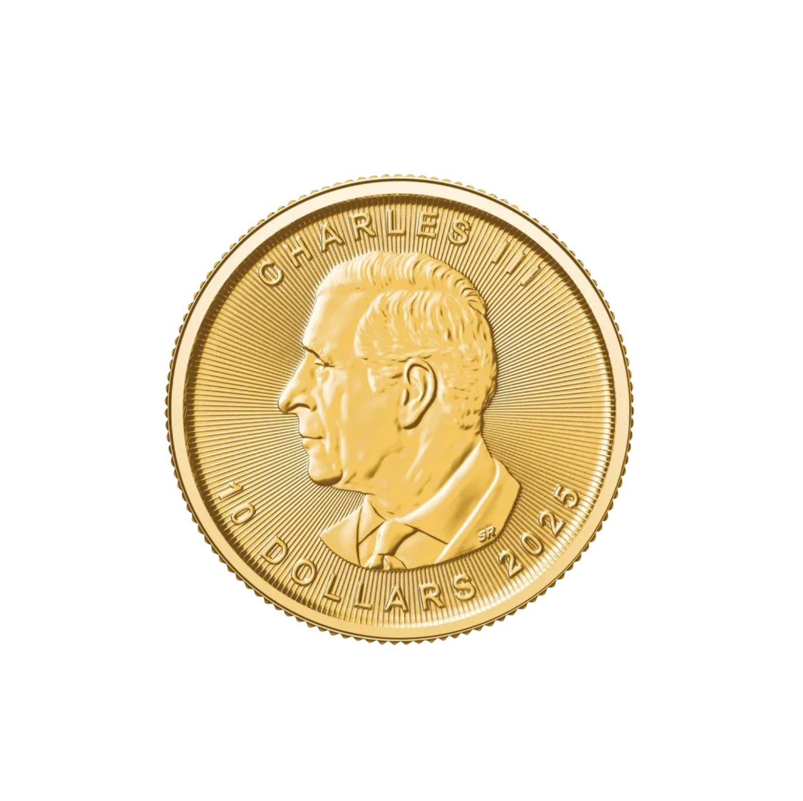 1/10 oz .9999 Pure 24K Maple Gold Round with 14K Frame Pendant