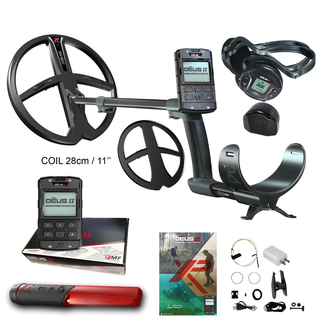 XP DEUS II RC Metal Detector Fast Multi Frequency with WS6 Wireless Headphones, and MI-6 Pin-pointer