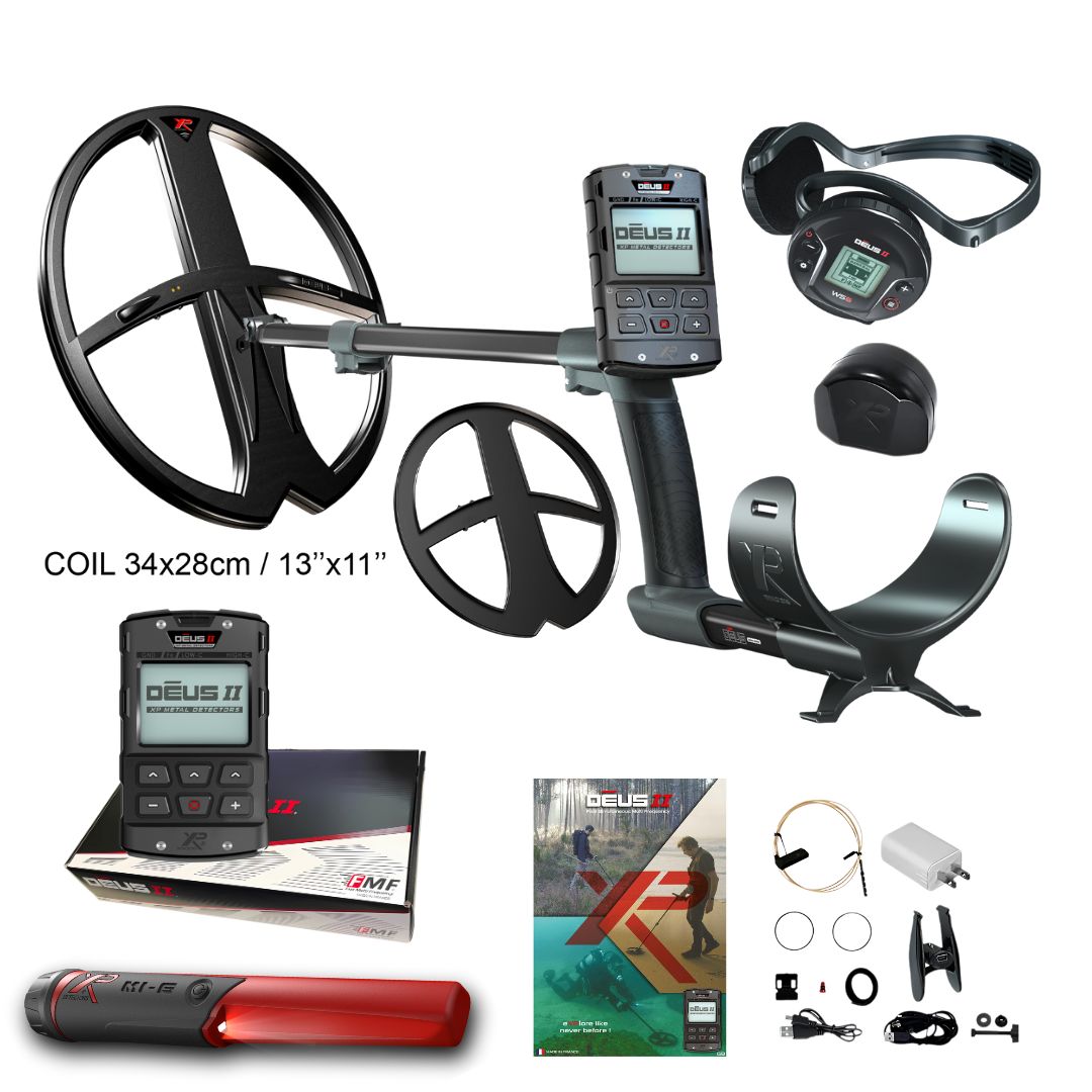 XP DEUS II RC Metal Detector Fast Multi Frequency with WS6 Wireless Headphones, and MI-6 Pin-pointer