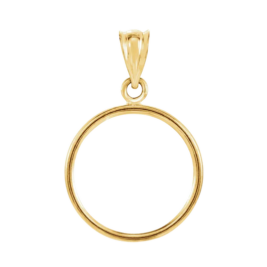 1/10 oz .9999 Pure 24K Maple Gold Round with 14K Frame Pendant