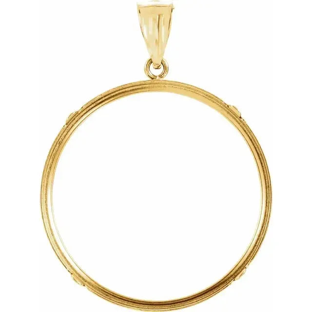 14K Gold Coin Frame Bezel Pendant Mounting for Canadian Maple Leaf 1 Oz Round
