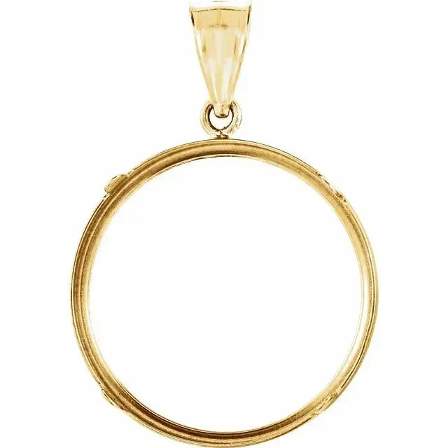 14K Gold Coin Frame Bezel Pendant Mounting for Mexican 10 Peso and Mexican 1/4 Oz Round
