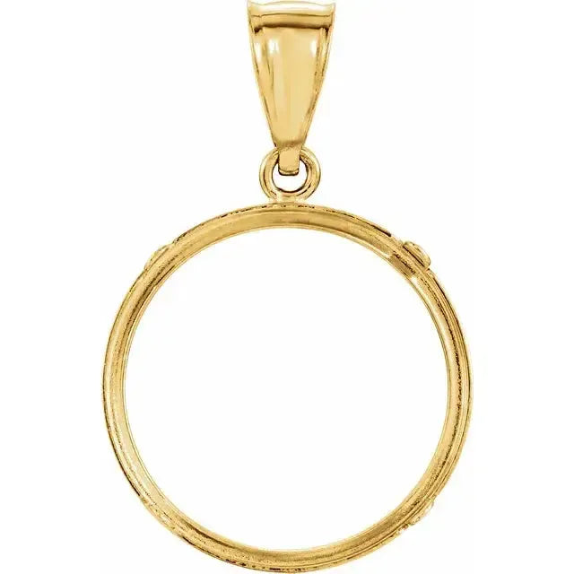 14K Gold Coin Frame Bezel Pendant Mounting for Mexican 5 Peso Round