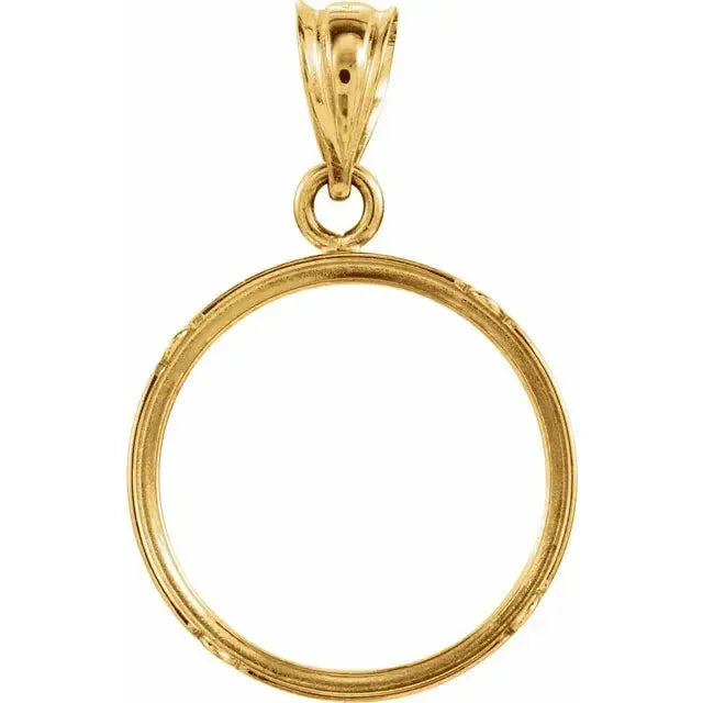 14K Gold Coin Frame Bezel Pendant Mounting for United States $1.00 Type 1 and Mexican 2 Peso Round
