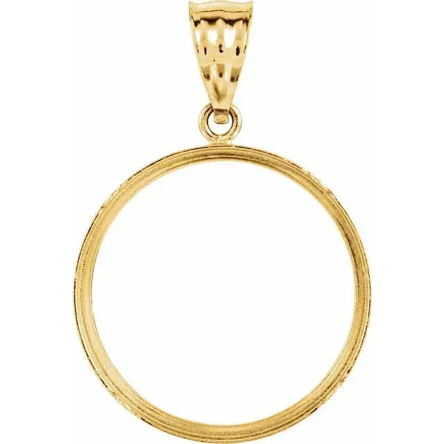 14K Gold Coin Frame Bezel Pendant Mounting for United States $5.00 Round