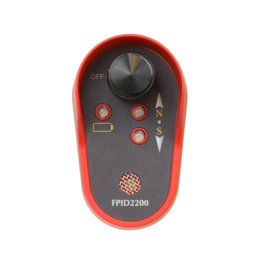 A red and black electronic control module labeled FPID2200, featuring a central rotary knob, four indicator lights, and a compass needle graphic, shown on a plain white background.