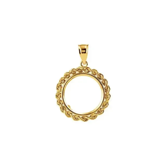 14K Gold Rope Coin Frame for Chinese Panda 1/10 Oz Round
