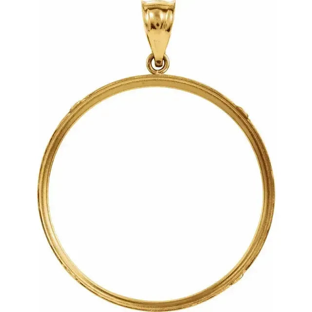 14K Gold Coin Frame Bezel Pendant Mounting for American Eagle 1 Oz and South African Krugerrand 1 Oz Round