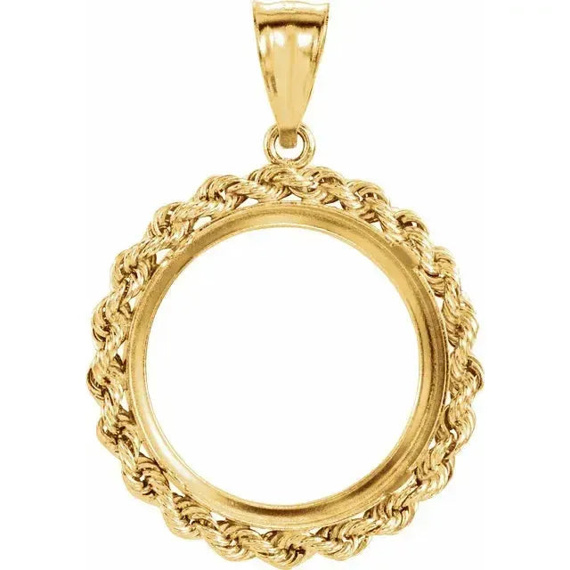 14K Gold Coin Frame for Canadian Maple Leaf 1/4 Oz Round