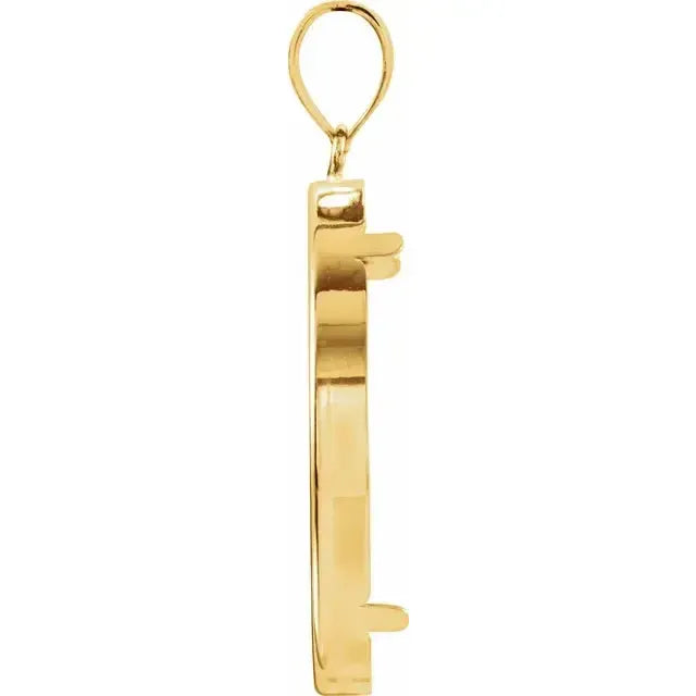 14K Gold Coin Frame Bezel Pendant Mounting for Canadian Maple Leaf 1 Oz Round