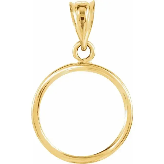 14K Gold Coin Frame Bezel Pendant Mounting for Chinese Panda 1/20 Oz and Isle of Man Cat 1/25 Oz Round