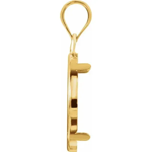 14K Gold Coin Frame Bezel Pendant Mounting for Canadian Maple Leaf 1/10 Oz Round