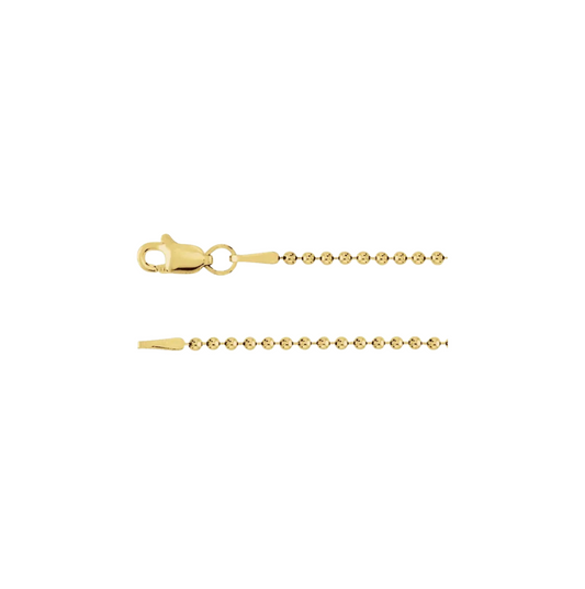 14K Yellow Gold Hollow Bead Chain Necklace