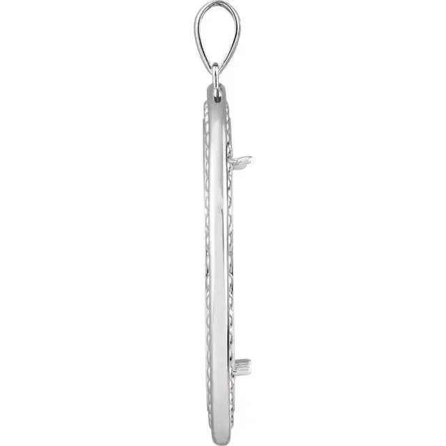 Sterling Silver Coin Frame Bezel Pendant Mounting for United States 50 Cents Round