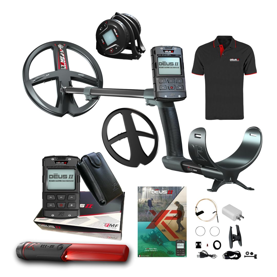 XP DEUS II RC Metal Detector Fast Multi Frequency with WS6 Wireless Headphones, MI-6 Pinpointer and Polo Shirt