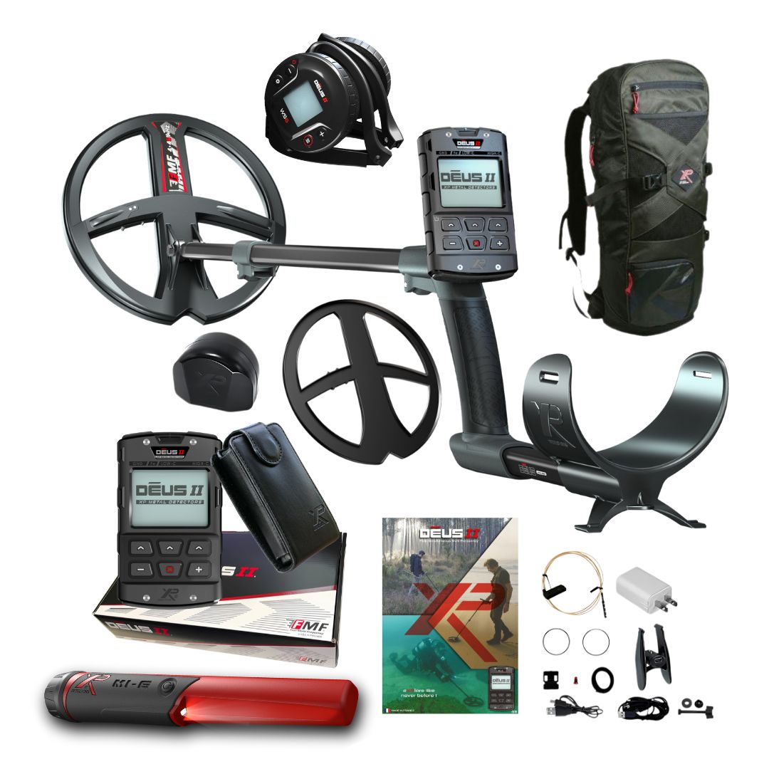 XP DEUS II RC WS6 Metal Detector with XP MI-6 Pointer and Backpack 240 - Destination Gold Detectors