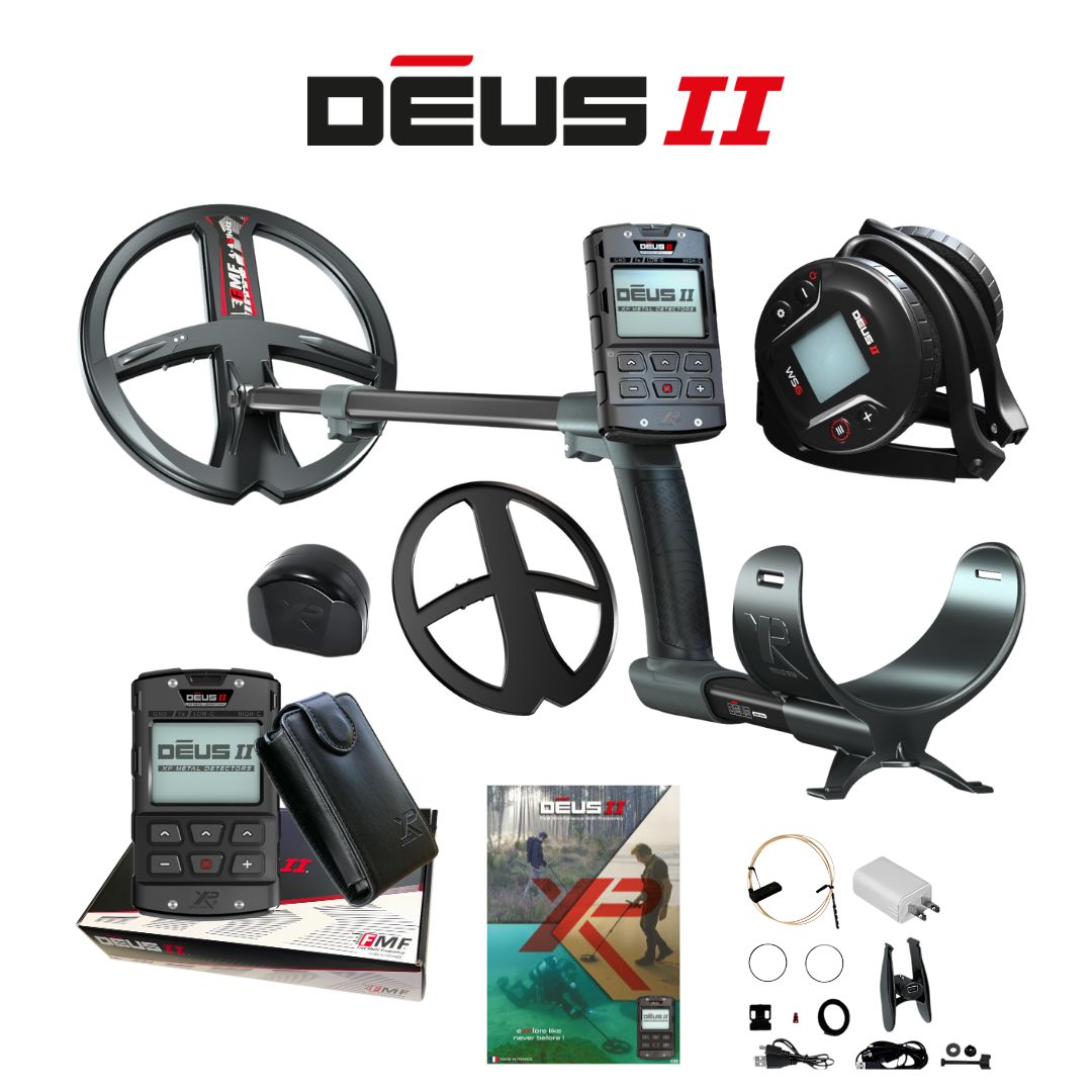 XP DEUS II Metal Detector with WS6 Wireless Headphones Box Contents