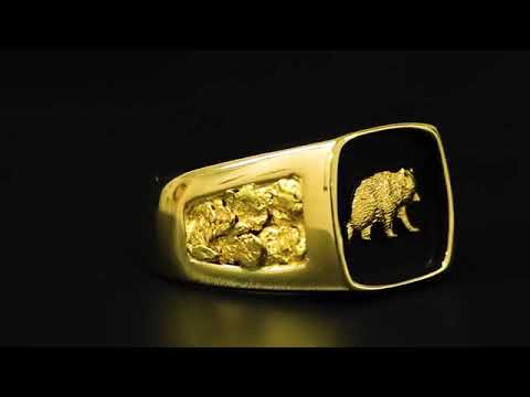 Orocal Gold Nugget Bear Men's Ring RMAJ083