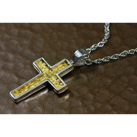 Orocal Gold Nugget Cross Sterling Silver Pendant PCR21NSS-Destination Gold Detectors