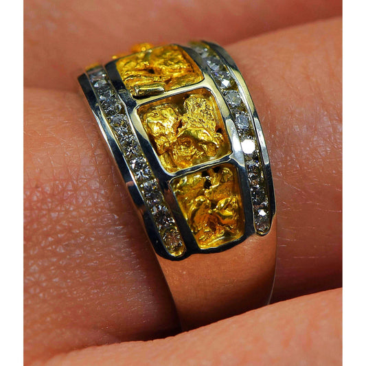 Orocal Gold Nugget Ladies Ring with Diamonds - RL1075DNW-Destination Gold Detectors