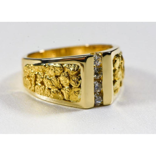Orocal Gold Nugget Men's Ring with Diamonds RM376D40-Destination Gold Detectors