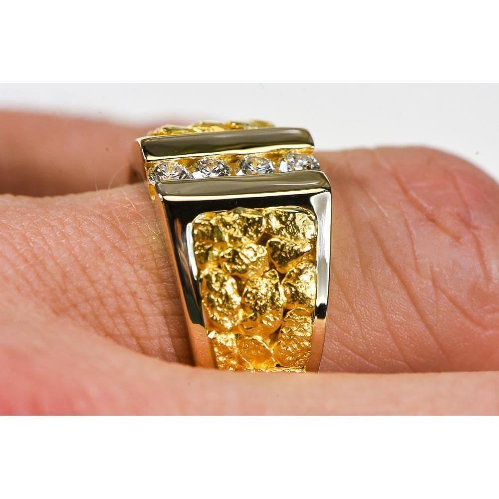 Orocal Gold Nugget Men's Ring with Diamonds RM376D40-Destination Gold Detectors