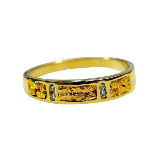 Orocal Gold Nugget Men's Ring with Diamonds RM733D8N-Destination Gold Detectors