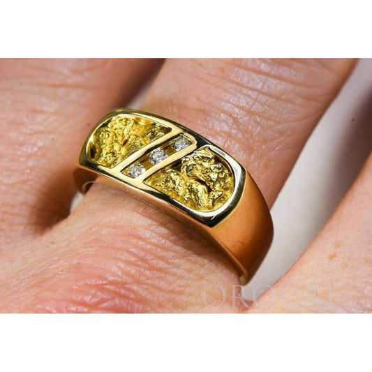 Orocal Gold Nugget Men's Ring with Diamonds RM816D10.5-Destination Gold Detectors