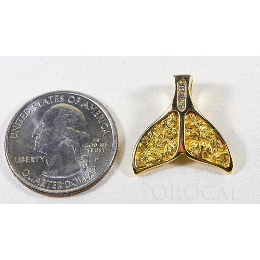 Orocal Gold Nugget Whale Tail Pendant with Diamond PDLWT16SDN-Destination Gold Detectors