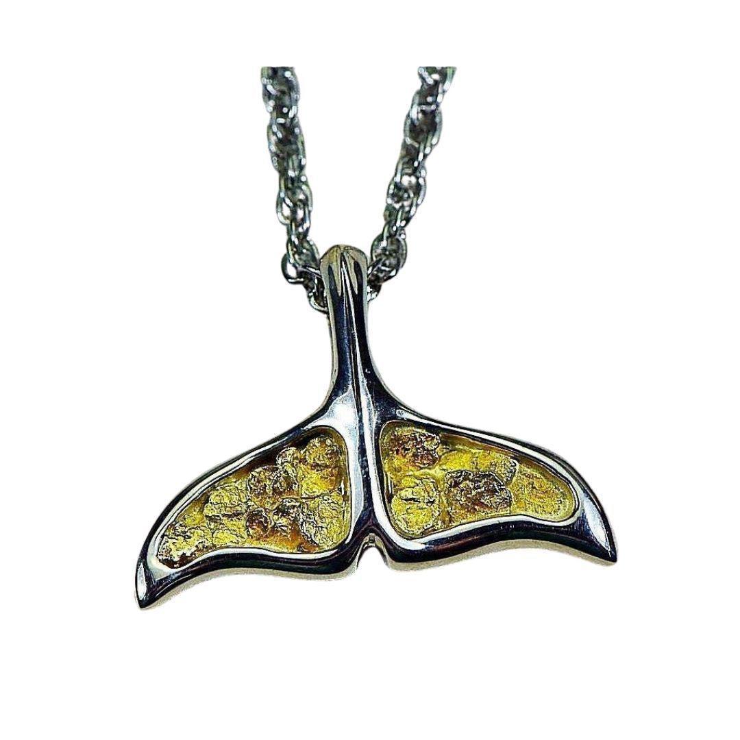 Gold Quartz Whale Tail Gold Necklace 14k Gold XL Whale Tail