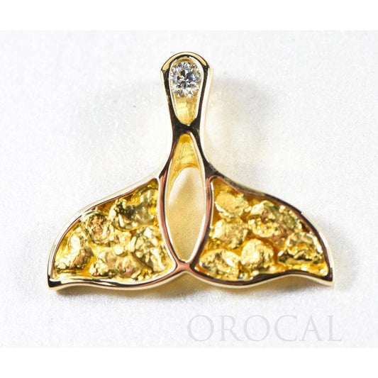 Orocal Gold Nugget Whales Tail Pendant with Diamonds PWT26DNX-Destination Gold Detectors
