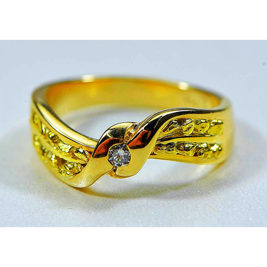 Orocal Gold Nugget and Diamond Ladies Ring RL404D5-Destination Gold Detectors