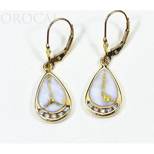 Orocal Gold Quartz Earrings Dangles with Diamonds EN1088DQ/LB-Destination Gold Detectors