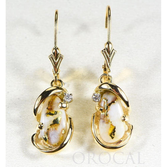 Orocal Gold Quartz Earrings Lever Backs with Diamonds EN784SDQ/LB-Destination Gold Detectors