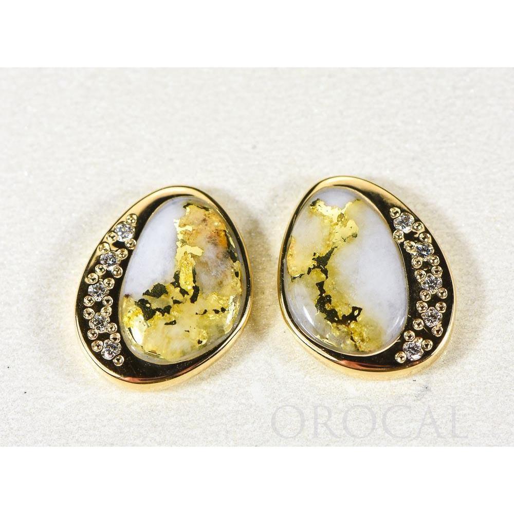 Orocal Gold Quartz Earrings Post Backs with Diamonds ESC106DQ-Destination Gold Detectors