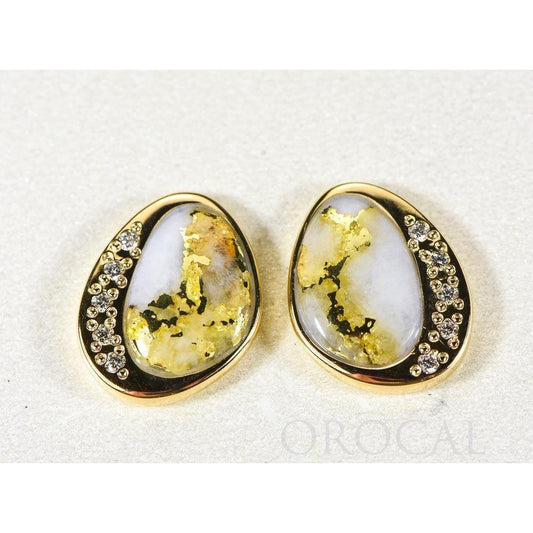 Orocal Gold Quartz Earrings Post Backs with Diamonds ESC106DQ-Destination Gold Detectors