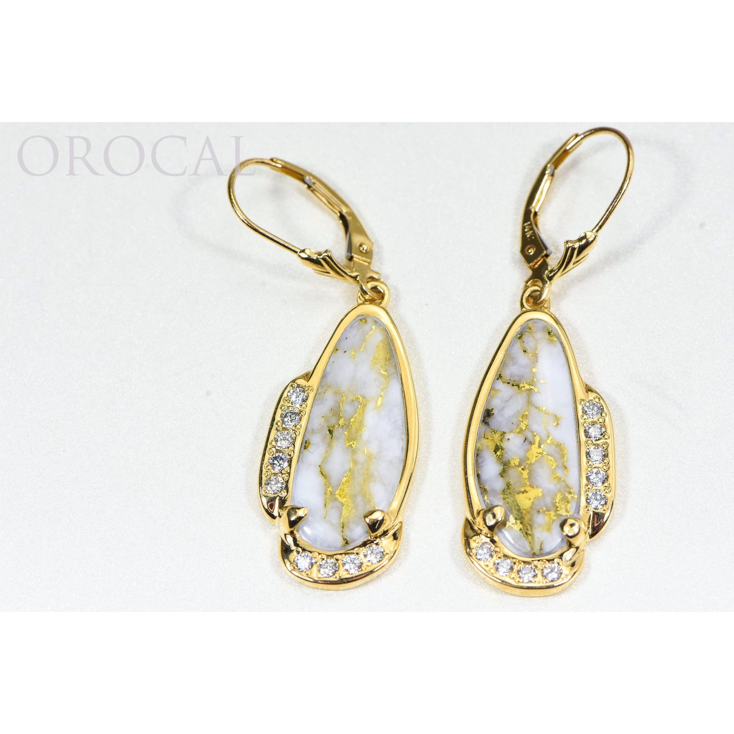 Orocal Gold Quartz Earrings with Diamonds EN1106SDQ/LB-Destination Gold Detectors