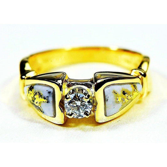 Orocal Gold Quartz Ladies Ring with Diamonds RL988DQE-Destination Gold Detectors