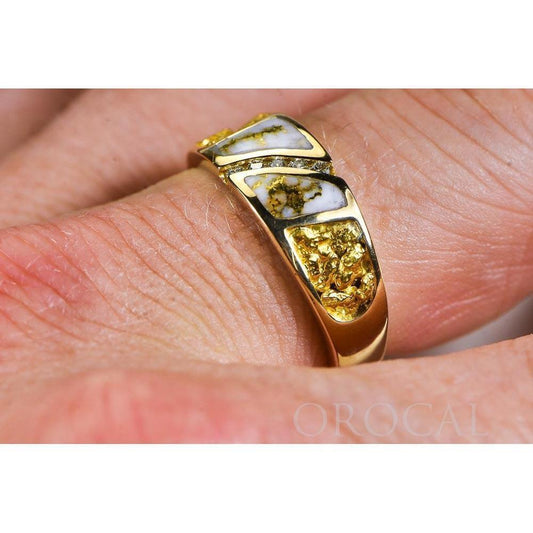 Orocal Gold Quartz Mens Ring with Diamonds RM731SD10NQ-Destination Gold Detectors