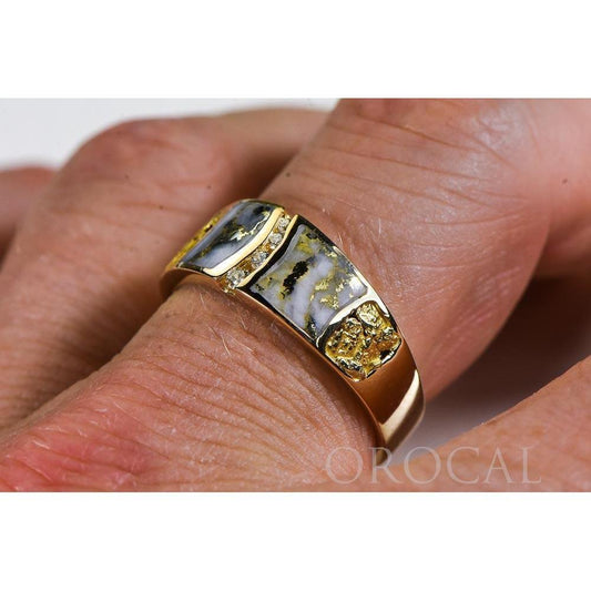 Orocal Gold Quartz Mens Ring with Diamonds RMDL58SD9NQ-Destination Gold Detectors