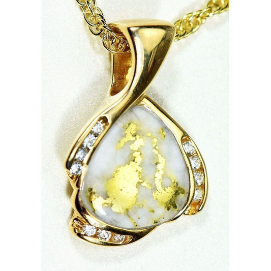 Orocal Gold Quartz Pendant with Diamonds PDL105SD16.5QX-Destination Gold Detectors