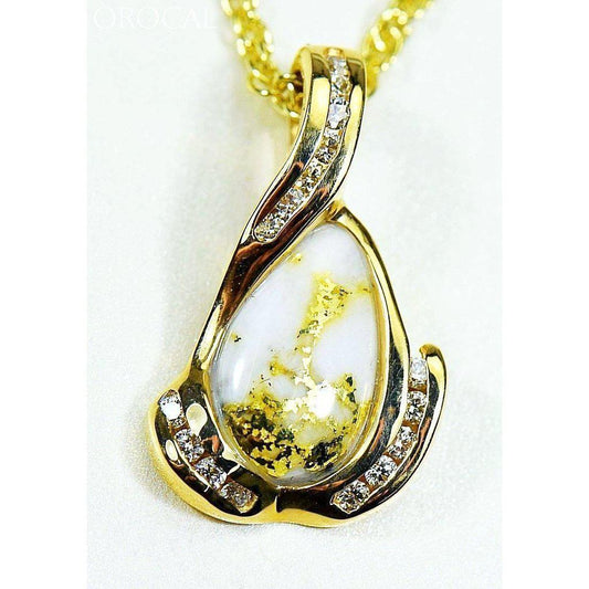 Orocal Gold Quartz Pendant with Diamonds PDL106SD14QX-Destination Gold Detectors