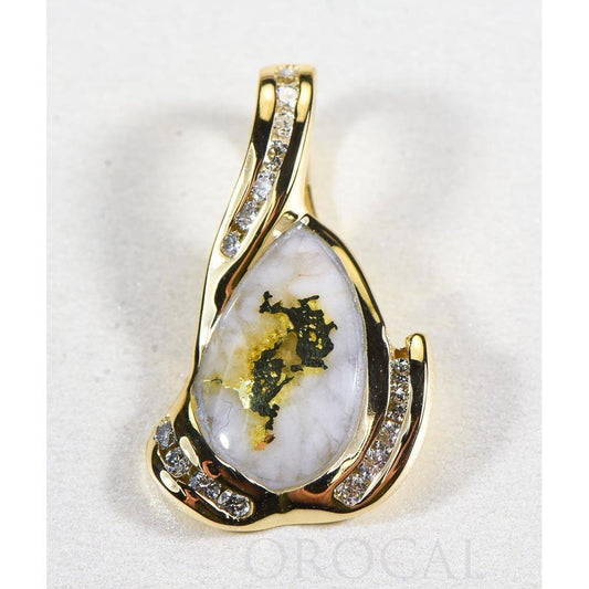 Orocal Gold Quartz Pendant with Diamonds - PDL106SD32Q-Destination Gold Detectors