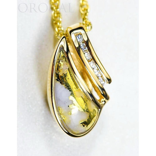 Orocal Gold Quartz Pendant with Diamonds PDL47D12QX-Destination Gold Detectors
