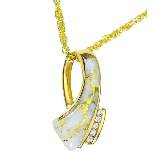 Orocal Gold Quartz Pendant with Diamonds PDL49D10QX-Destination Gold Detectors