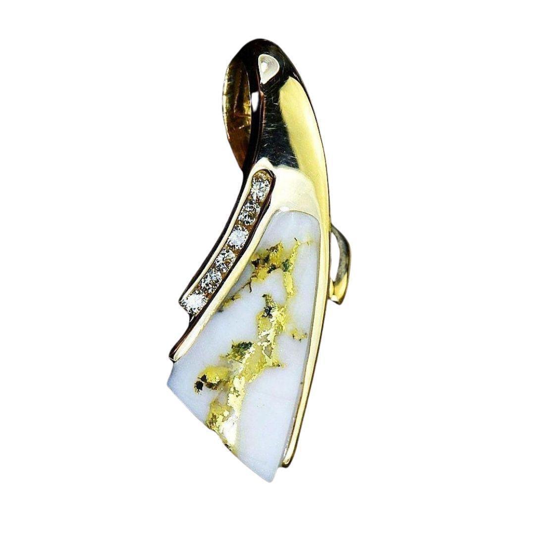Orocal Gold Quartz Pendant with Diamonds PDL8LD15QX-Destination Gold Detectors