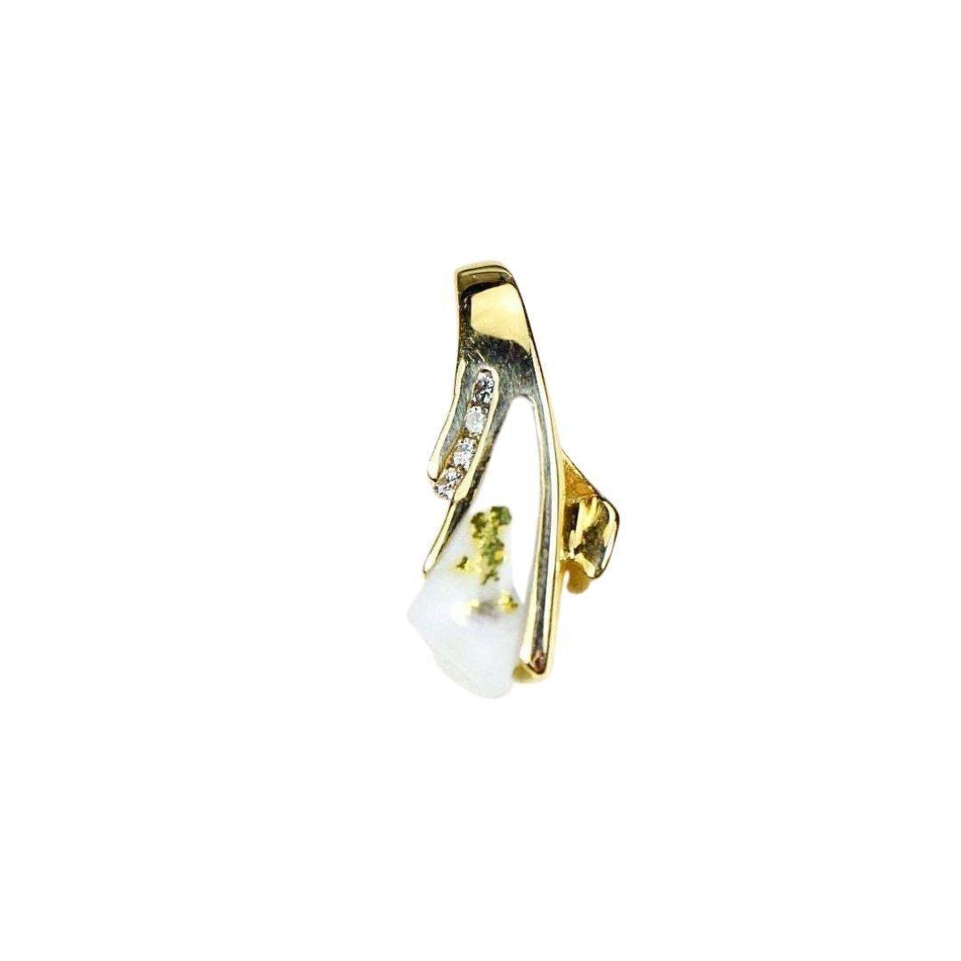 Orocal Gold Quartz Pendant with Diamonds PDL8SD8QX-Destination Gold Detectors