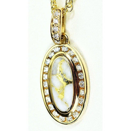 Orocal Gold Quartz Pendant with Diamonds PN1049DQX-Destination Gold Detectors